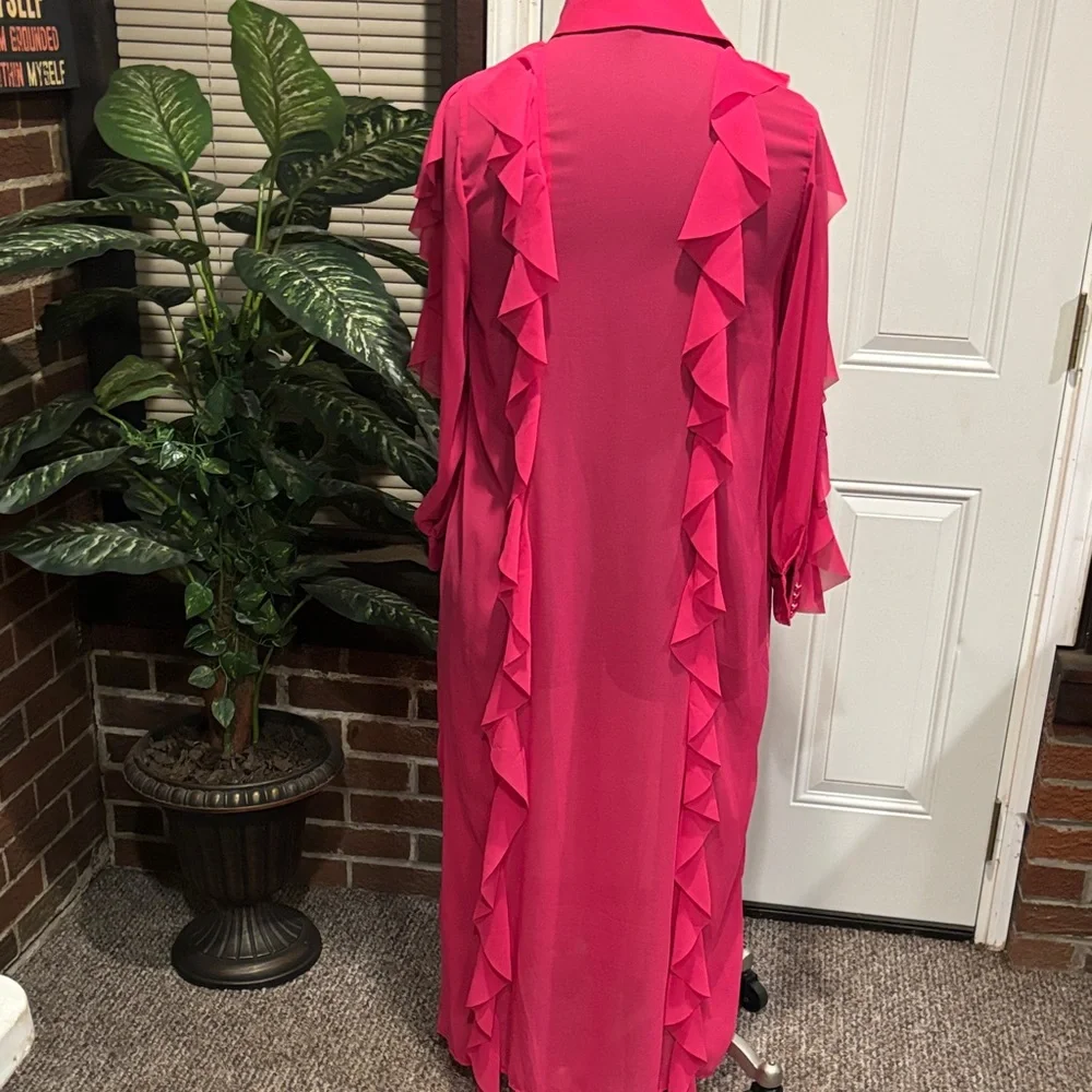 Eloquii Sheer Pink Ruffled Dress - Picture 3 of 8